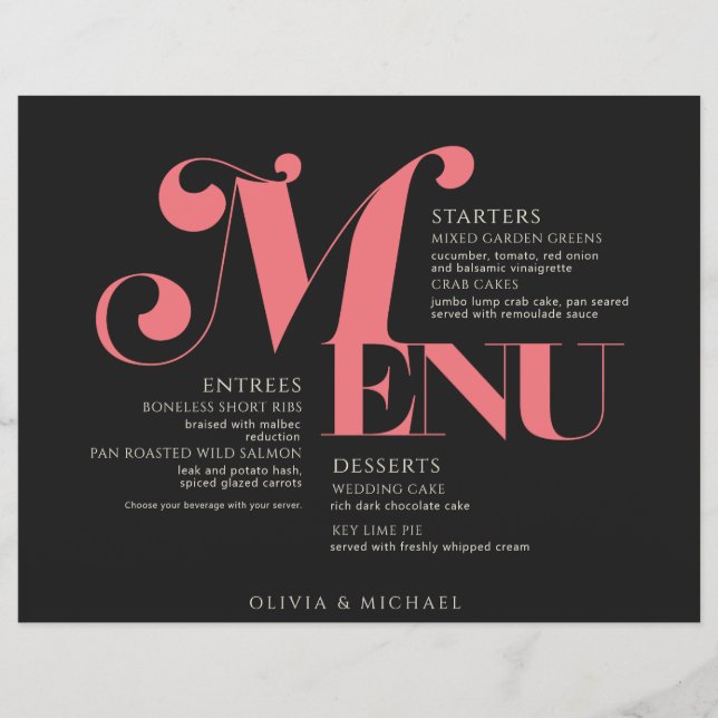 Vintage Wedding Black Salmon Pink (Front)