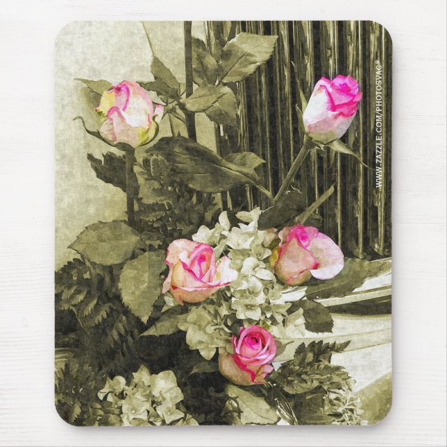 Vintage Wedding Bouquet Mouse Mat (Front)