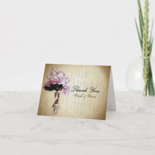 Vintage Wedding Bouquet Thank You Card