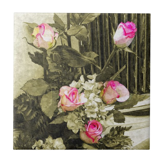 Vintage Wedding Bouquet Tile (Front)
