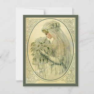 Vintage Wedding Bridal Portrait Invitation