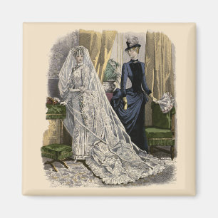 Vintage Wedding Bridal Portrait, Victorian Bride Magnet