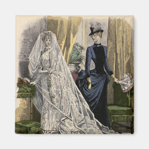 Vintage Wedding Bridal Portrait, Victorian Bride Magnet