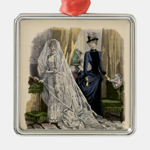 Vintage Wedding Bridal Portrait, Victorian Bride Metal Tree Decoration