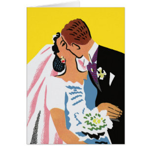 Vintage Wedding, Bride and Groom Newlyweds Kissing