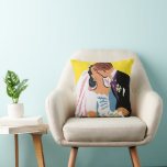 Vintage Wedding, Bride and Groom Newlyweds Kissing Cushion<br><div class="desc">You may now kiss the bride! Vintage illustration wedding design featuring bride and groom lovers kissing at their marriage ceremony. The handsome Irish man with ginger hair is wearing a tuxedo and the beautiful woman is wearing a traditional wedding gown, with a veil and holding a bouquet of garden flowers....</div>