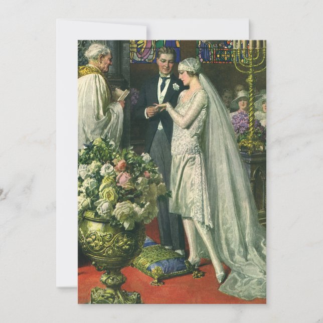 Vintage Wedding, Bride and Groom with Menorah (Front)