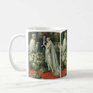 Vintage Wedding, Bride and Groom with Menorah Coffee Mug