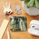 Vintage Wedding, Bride and Groom with Menorah Key Ring<br><div class="desc">Vintage illustration love and romance wedding ceremony image featuring a couple getting married in a beautiful synagogue with stained glass windows,  flowers and a seven branch menorah. The bride is wearing a long white wedding gown and the groom is handsome in his tuxedo.</div>