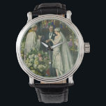 Vintage Wedding, Bride and Groom with Menorah Watch<br><div class="desc">Vintage illustration love and romance wedding ceremony image featuring a couple getting married in a beautiful synagogue with stained glass windows, flowers and a seven branch menorah. The bride is wearing a long white wedding gown and the groom is handsome in his tuxedo.</div>