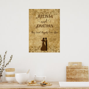 Vintage wedding Bride Groom Happily ever after Poster