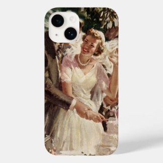 Vintage Wedding Bride Groom Newlyweds Cut the Cake Case-Mate iPhone 14 Case