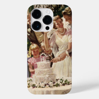 Vintage Wedding Bride Groom Newlyweds Cut the Cake Case-Mate iPhone 14 Pro Case