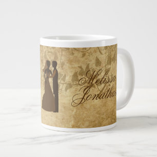 Vintage wedding Bride Groom Once upon a time Large Coffee Mug