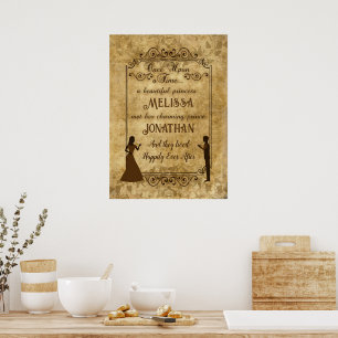 Vintage wedding Bride Groom Once upon a time Poster