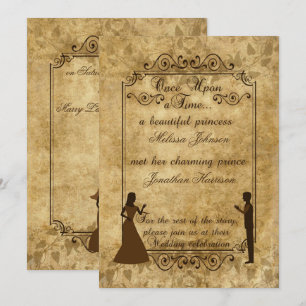 Vintage wedding Bride Groom Once upon time Invite