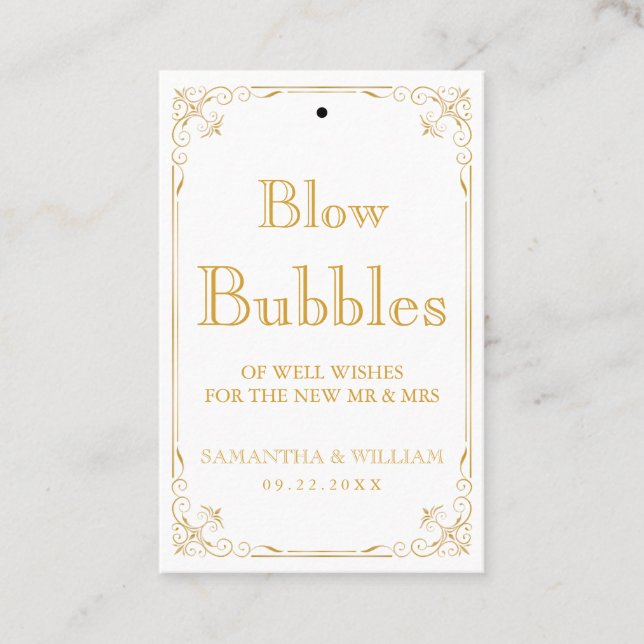 Vintage Wedding Bubble Wand Tag | Custom Colour (Front)
