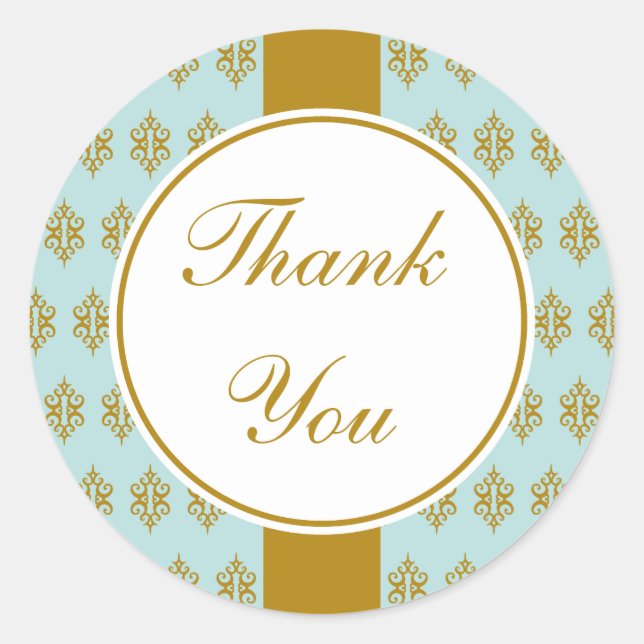 Vintage Wedding Business Aqua Thank You Stickers (Front)