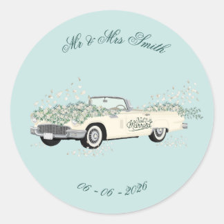 Vintage Wedding Car Favour Sticker