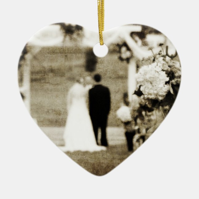 Vintage Wedding Ceramic Tree Decoration (Front)