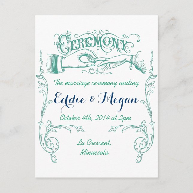 Vintage Wedding Ceremony Postcard (Front)