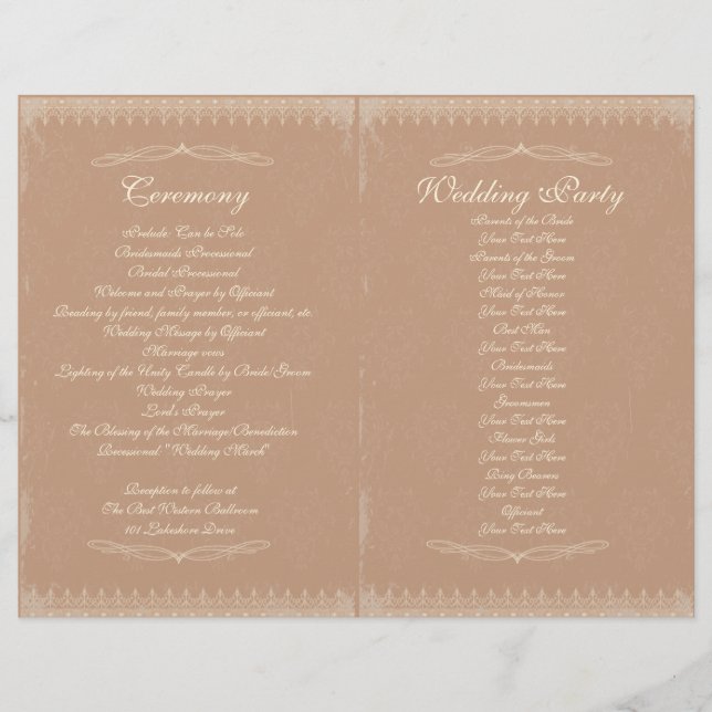 Vintage Wedding Ceremony Program (Front)