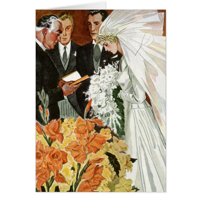 Vintage Wedding Ceremony with Bride and Groom (Front)