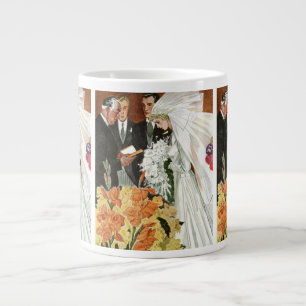 Vintage Wedding Ceremony with Bride and Groom Large Coffee Mug