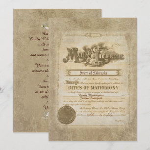 Vintage Wedding Certificate Invitation