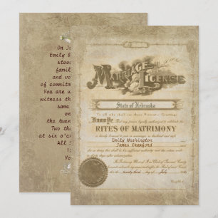 Vintage Wedding Certificate Invitation