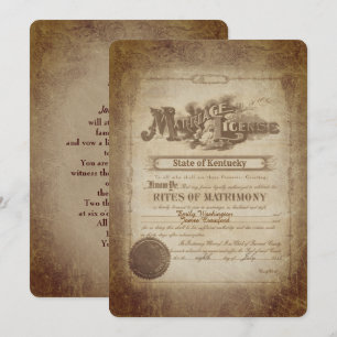 Vintage Wedding Certificate Invite
