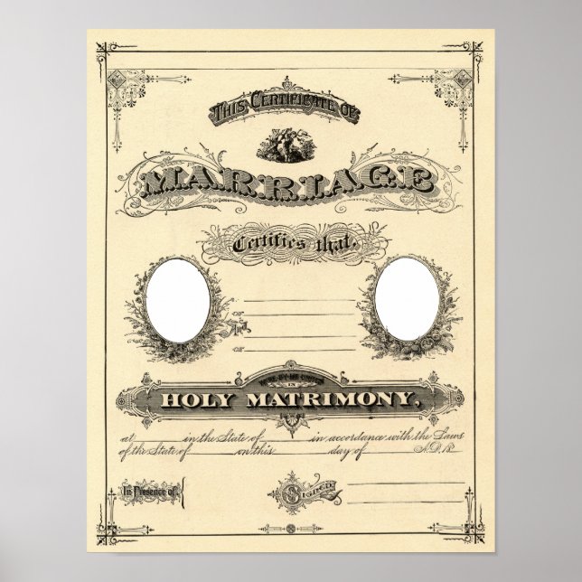 Vintage Wedding Certificate Poster (Front)