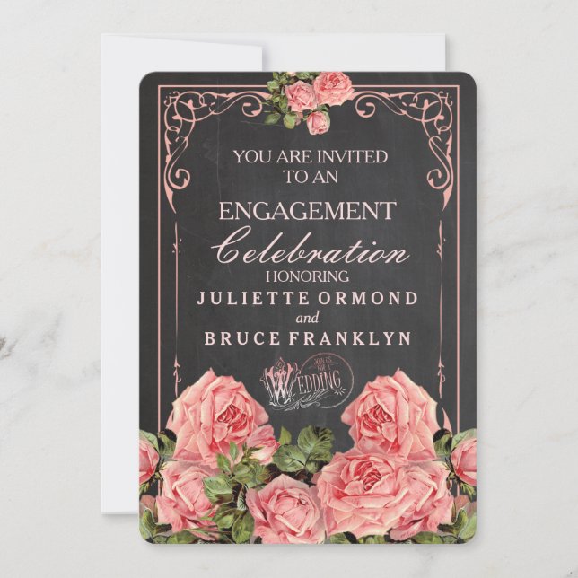 Vintage Wedding Chalkboard - Engagement Invitation (Front)