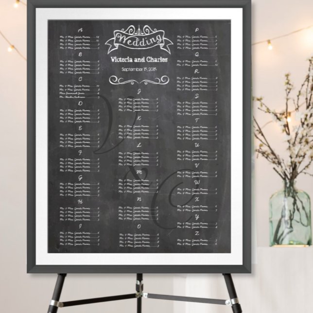 Vintage Wedding Chalkboard Guest Seating Chart (Creator Uploaded)