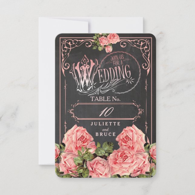 Vintage Wedding Chalkboard - Place Card (Front)