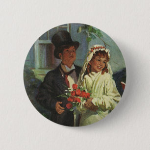 Vintage Wedding, Children Pretend Bride and Groom 6 Cm Round Badge