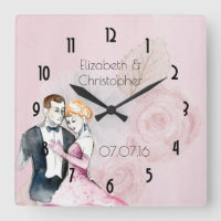 Vintage Wedding Couple On Pink Roses Personalised
