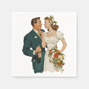 Vintage Wedding Couple Romantic Moment Napkin