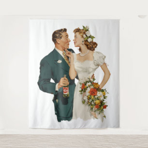Vintage Wedding Couple Romantic Moment Tapestry
