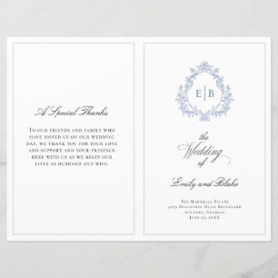 Vintage Wedding Crest Folded Wedding Program