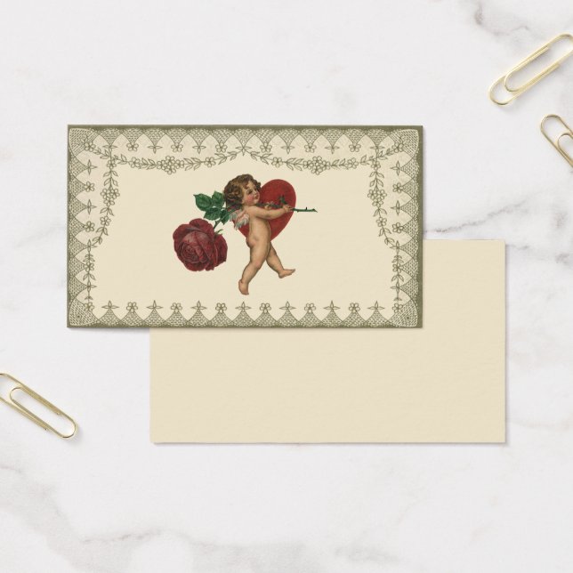 Vintage Wedding, Cupid with Red Rose and Heart (Office)