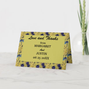 Vintage Wedding Dandelion and Dragonfly Themed Thank You Card