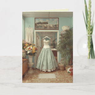 Vintage Wedding Dress Boutique Interior Scene Card
