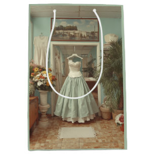 Vintage Wedding Dress Boutique Interior Scene Medium Gift Bag