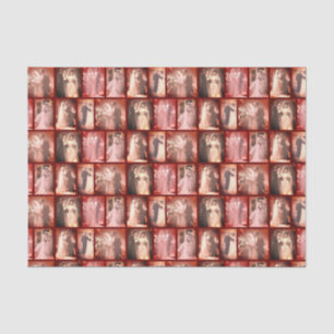 Vintage Wedding Dress Bride and Groom on Burgundy Tissue Paper