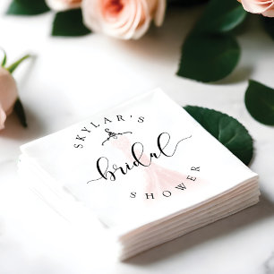Vintage Wedding Dress Pink Bridal Shower White Napkin