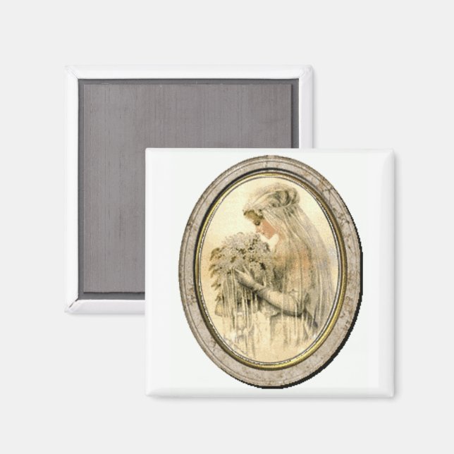 Vintage Wedding Dress Victorian Bride Magnet (Front/Back)