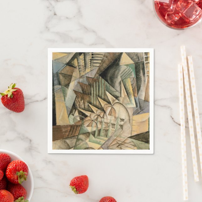 Vintage Wedding, Earth Tones Colours, Cubism Art Napkin (Insitu)