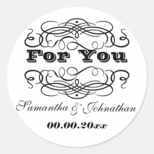 Vintage wedding favour "For you" Classic Round Sticker