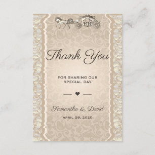 Vintage Wedding Favour Thank You Luxury Royal Card